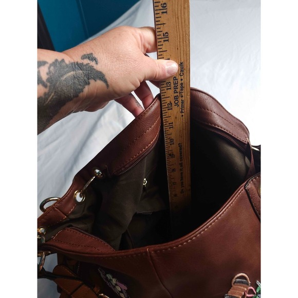 MICHAEL Michael Kors Shoulder Bag Brown Leather Lady Bug Patches Purse Casual - Picture 9 of 9